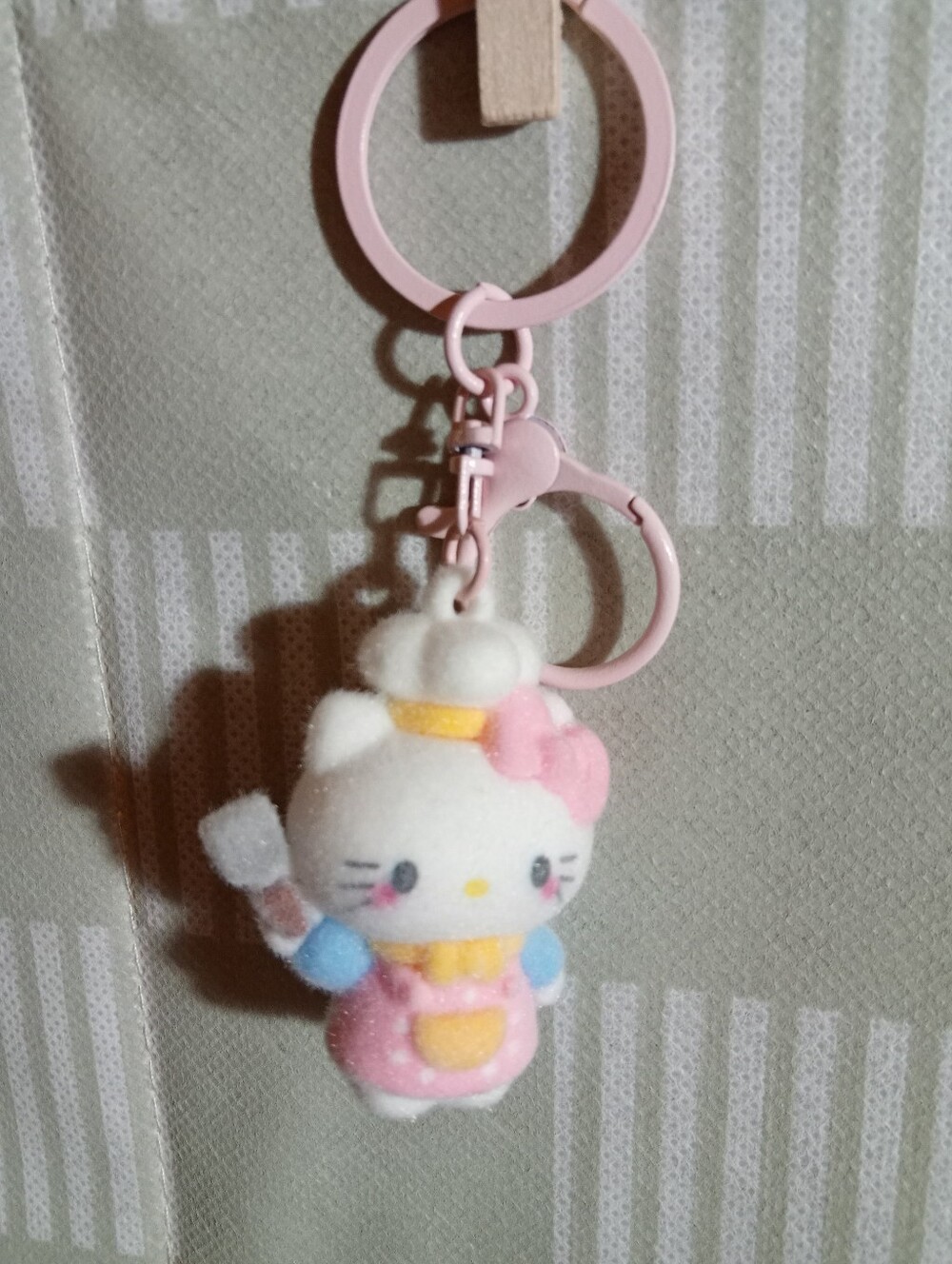 Sanrio Hello Kitty Pink & White Plush Flocked Keychain